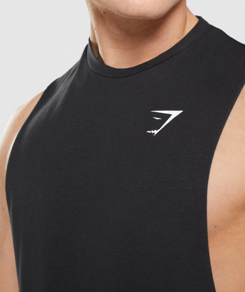 Podkoszulki Gymshark Critical 2.0 Drop Arm Męskie Czarne | PL 081DEU